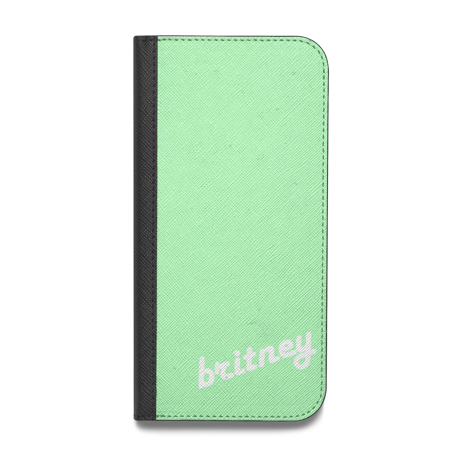 Personalised Green Name Vegan Leather Flip Samsung Case