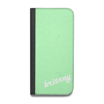 Personalised Green Name Vegan Leather Flip Samsung Case