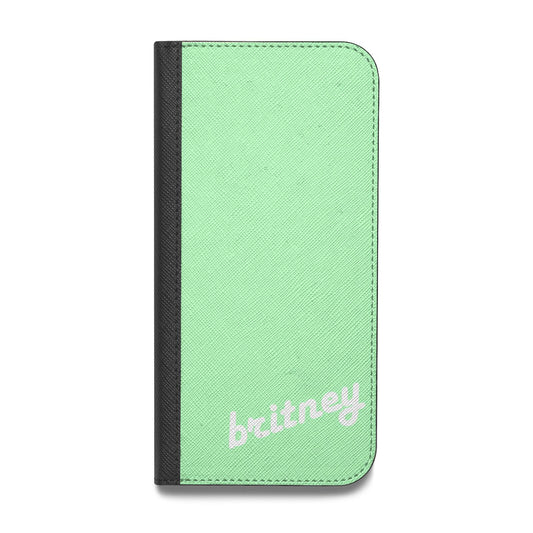 Personalised Green Name Vegan Leather Flip Samsung Case
