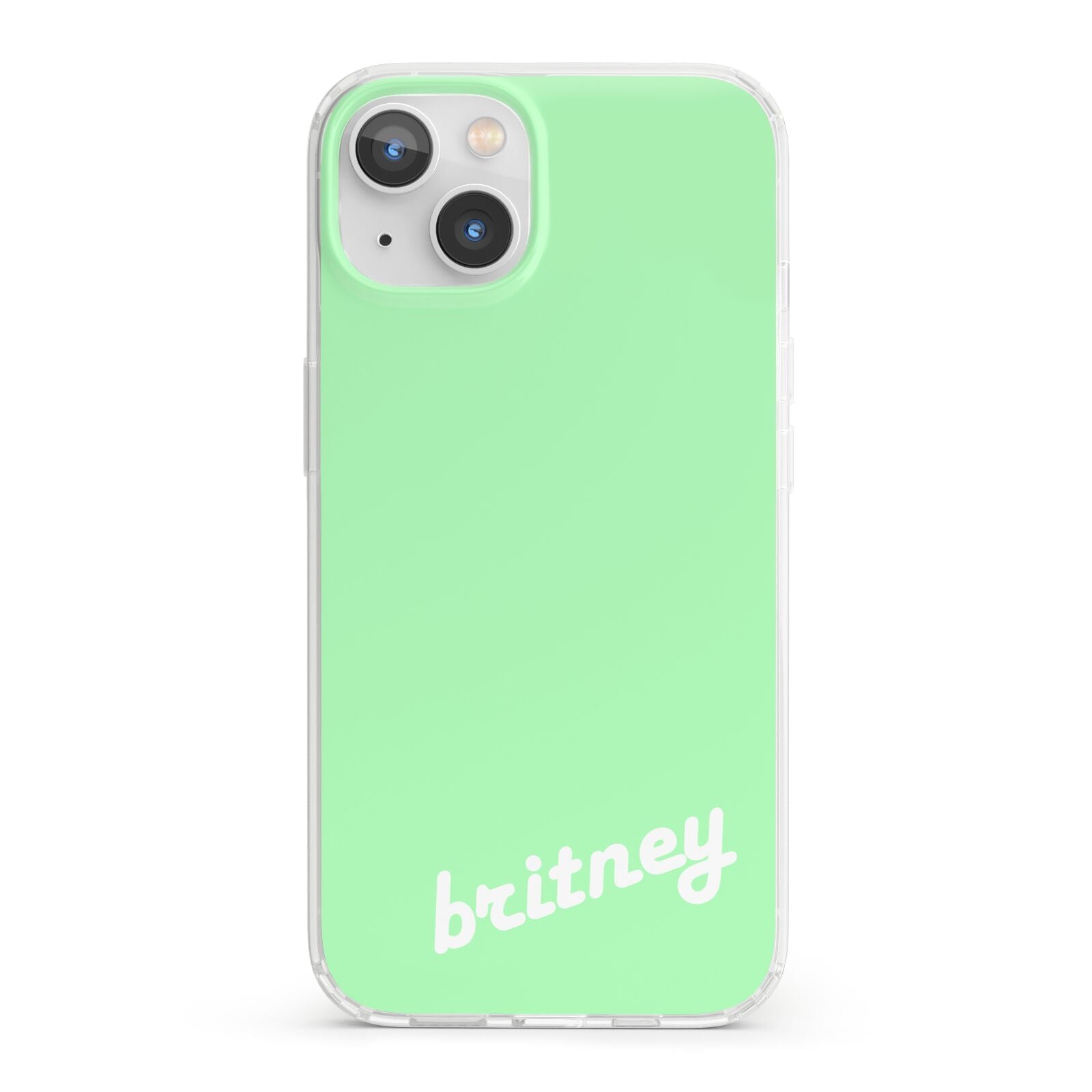 Personalised Green Name iPhone 13 Clear Bumper Case