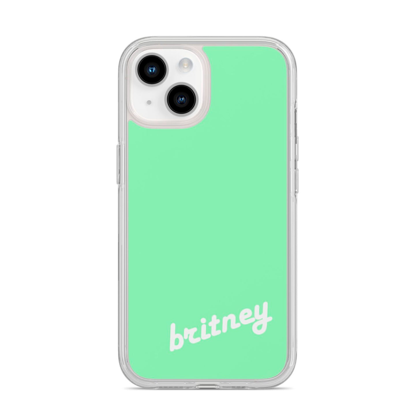 Personalised Green Name iPhone 14 Clear Tough Case Starlight
