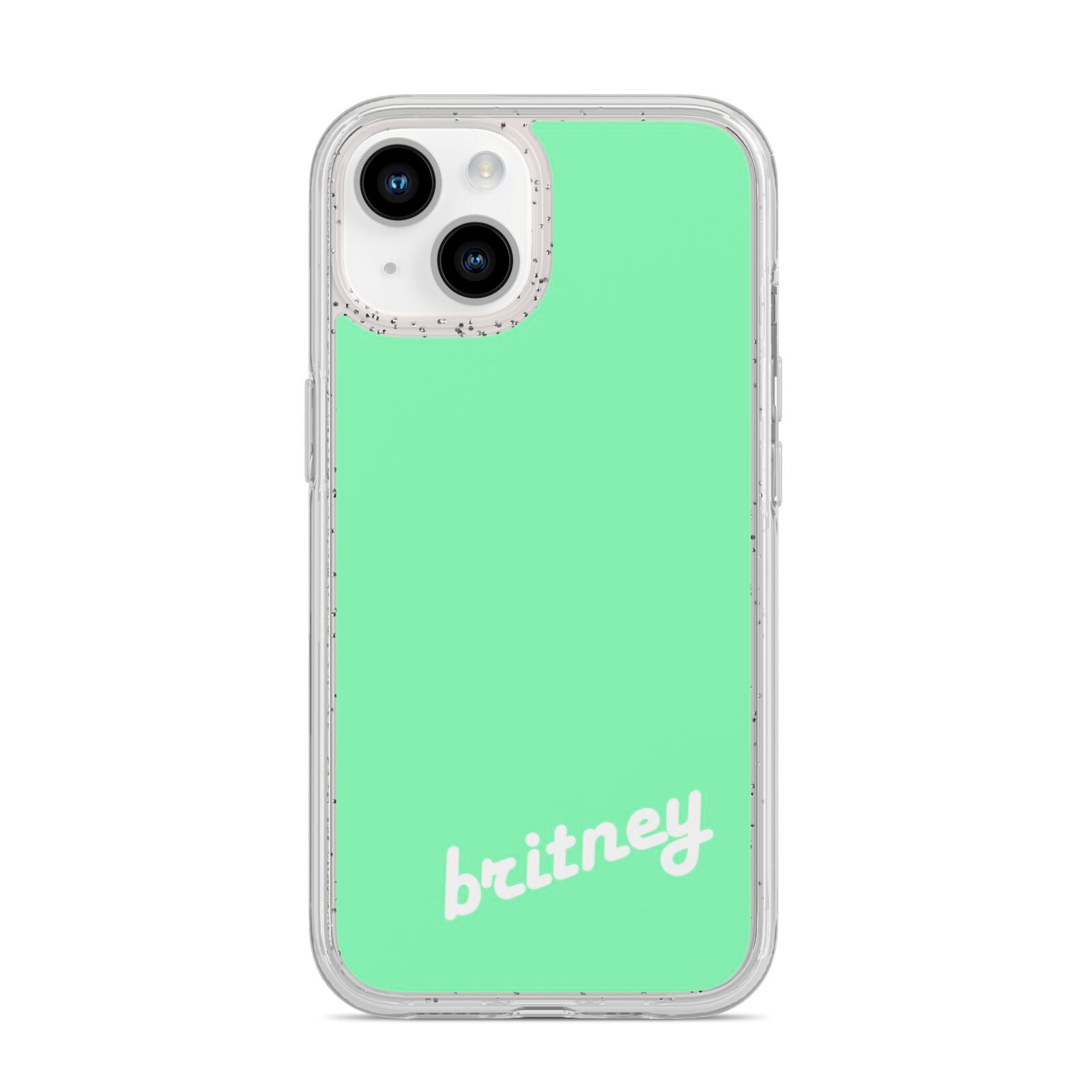 Personalised Green Name iPhone 14 Glitter Tough Case Starlight
