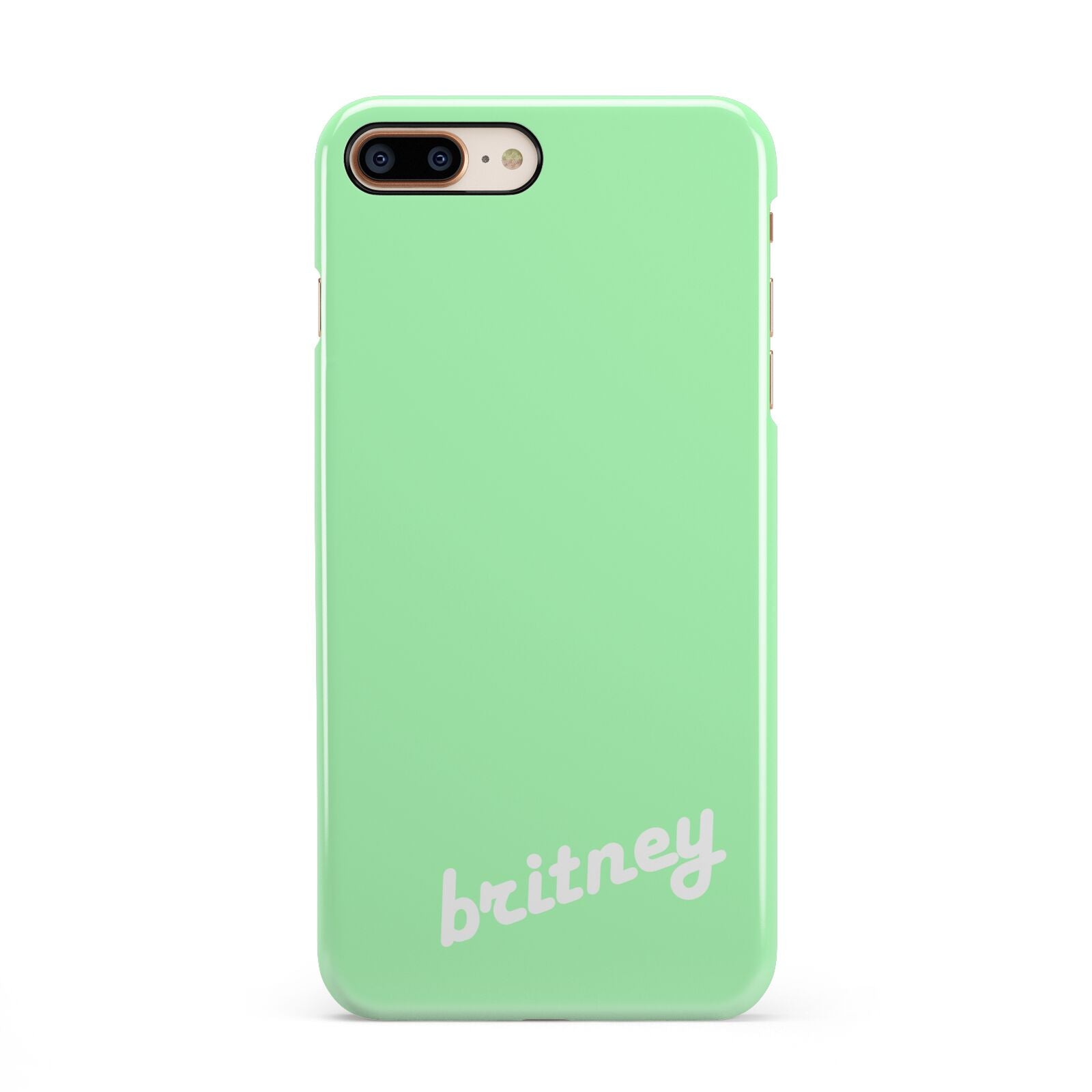 Personalised Green Name iPhone 8 Plus 3D Snap Case on Gold Phone