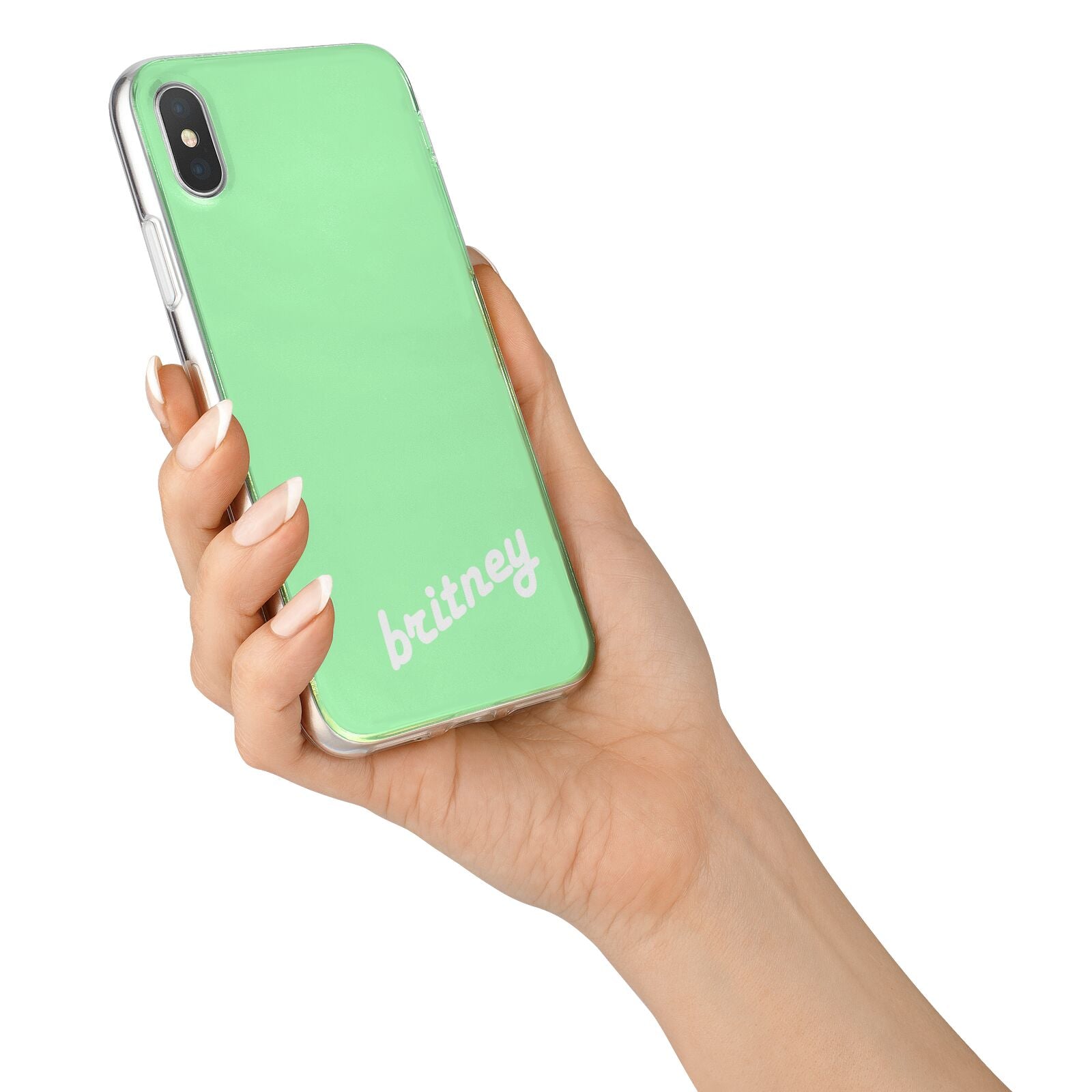 Personalised Green Name iPhone X Bumper Case on Silver iPhone Alternative Image 2