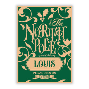 Personalised Green North Pole Greetings Card
