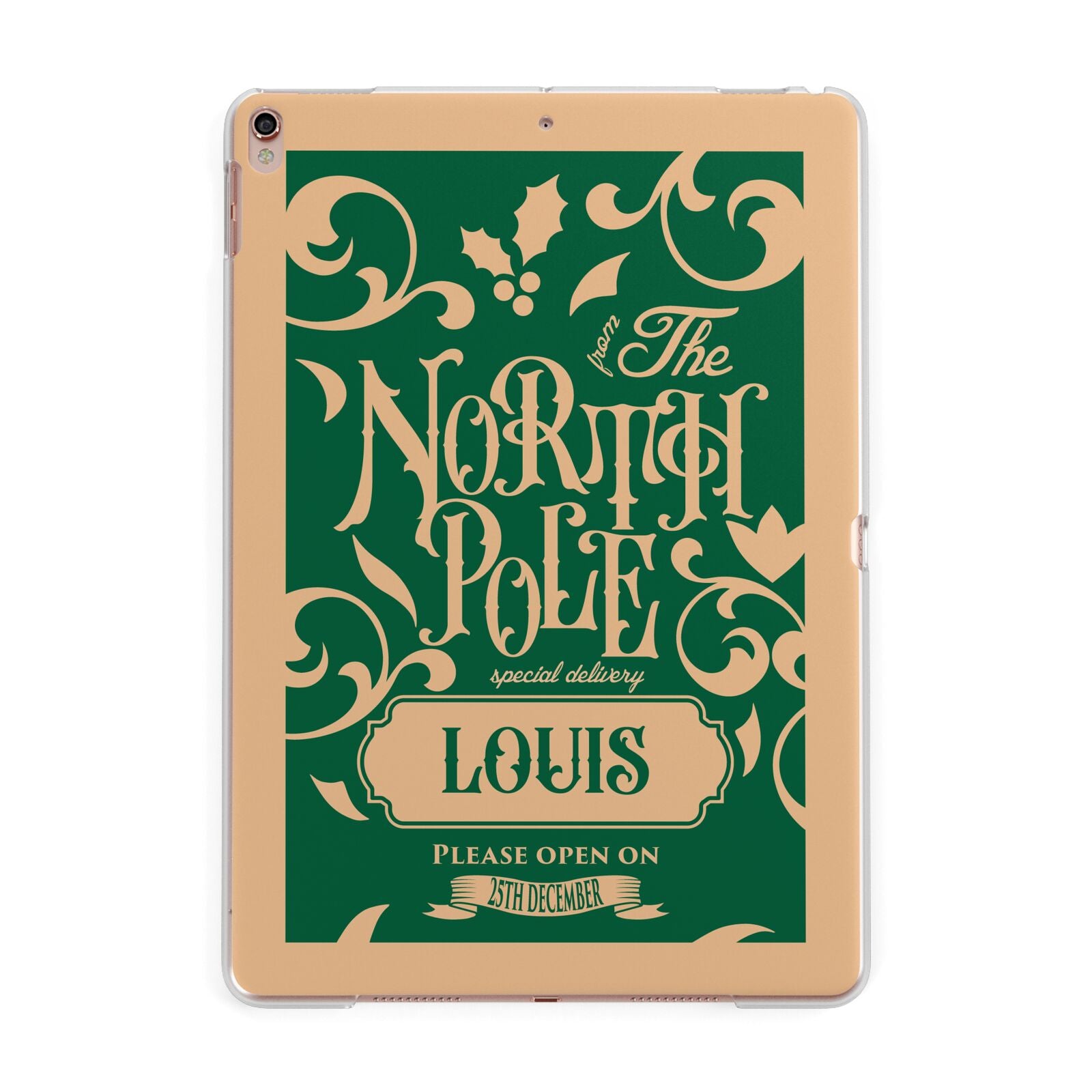 Personalised Green North Pole Apple iPad Rose Gold Case