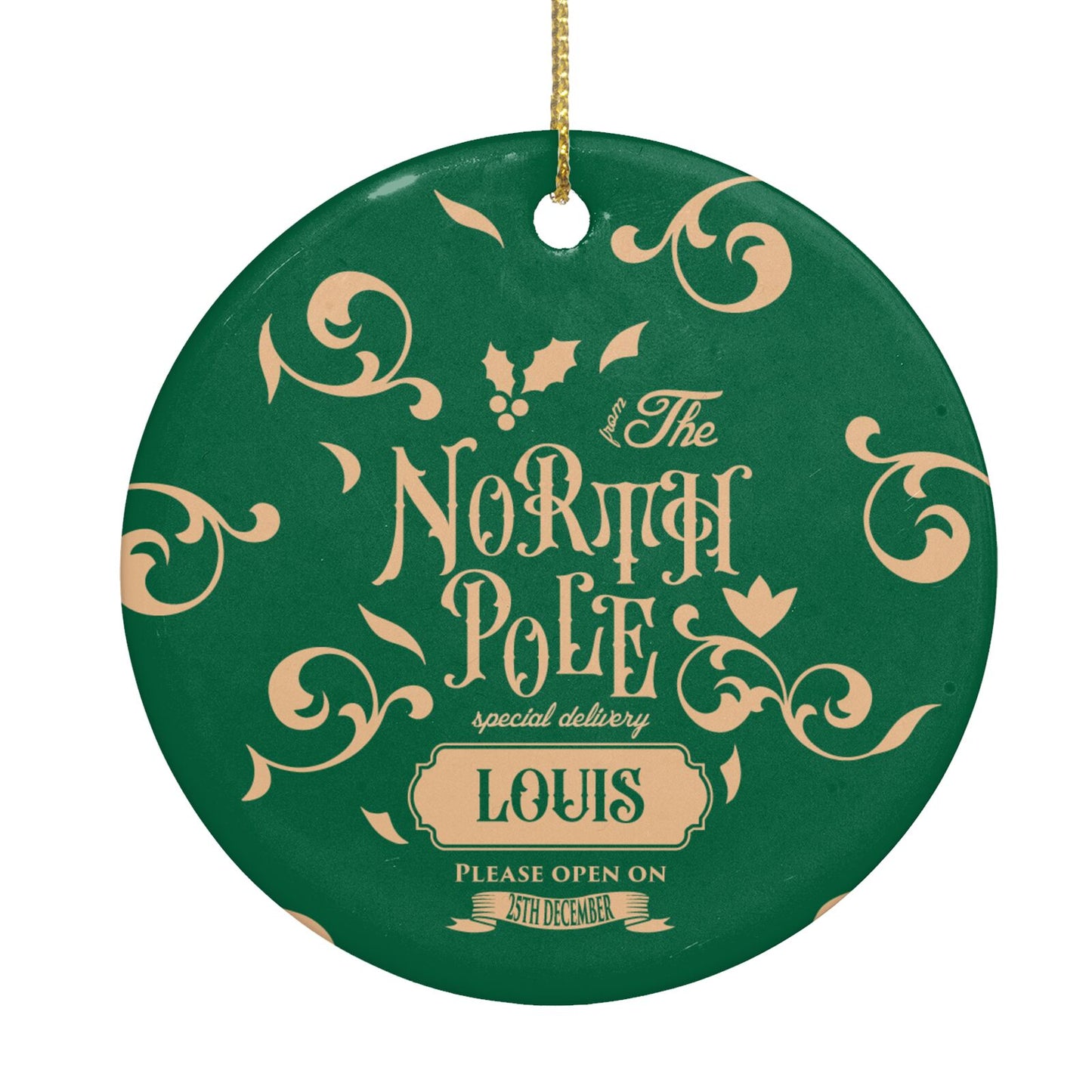 Personalised Green North Pole Circle Decoration