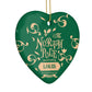 Personalised Green North Pole Heart Decoration Side Angle