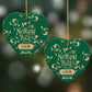 Personalised Green North Pole Heart Decoration on Christmas Background