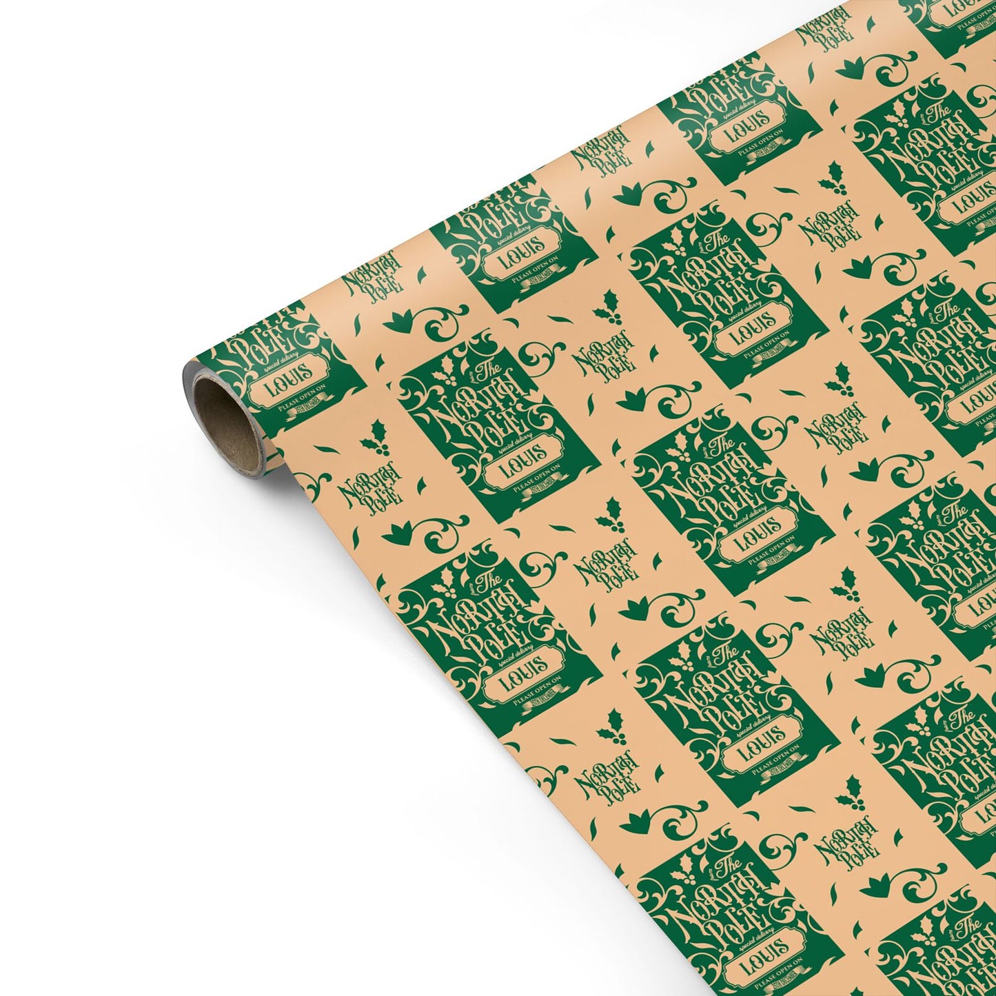 Personalised Green North Pole Personalised Gift Wrap