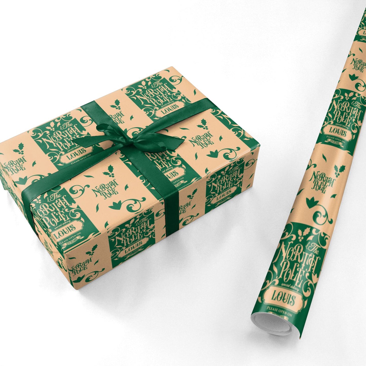 Personalised Green North Pole Personalised Wrapping Paper