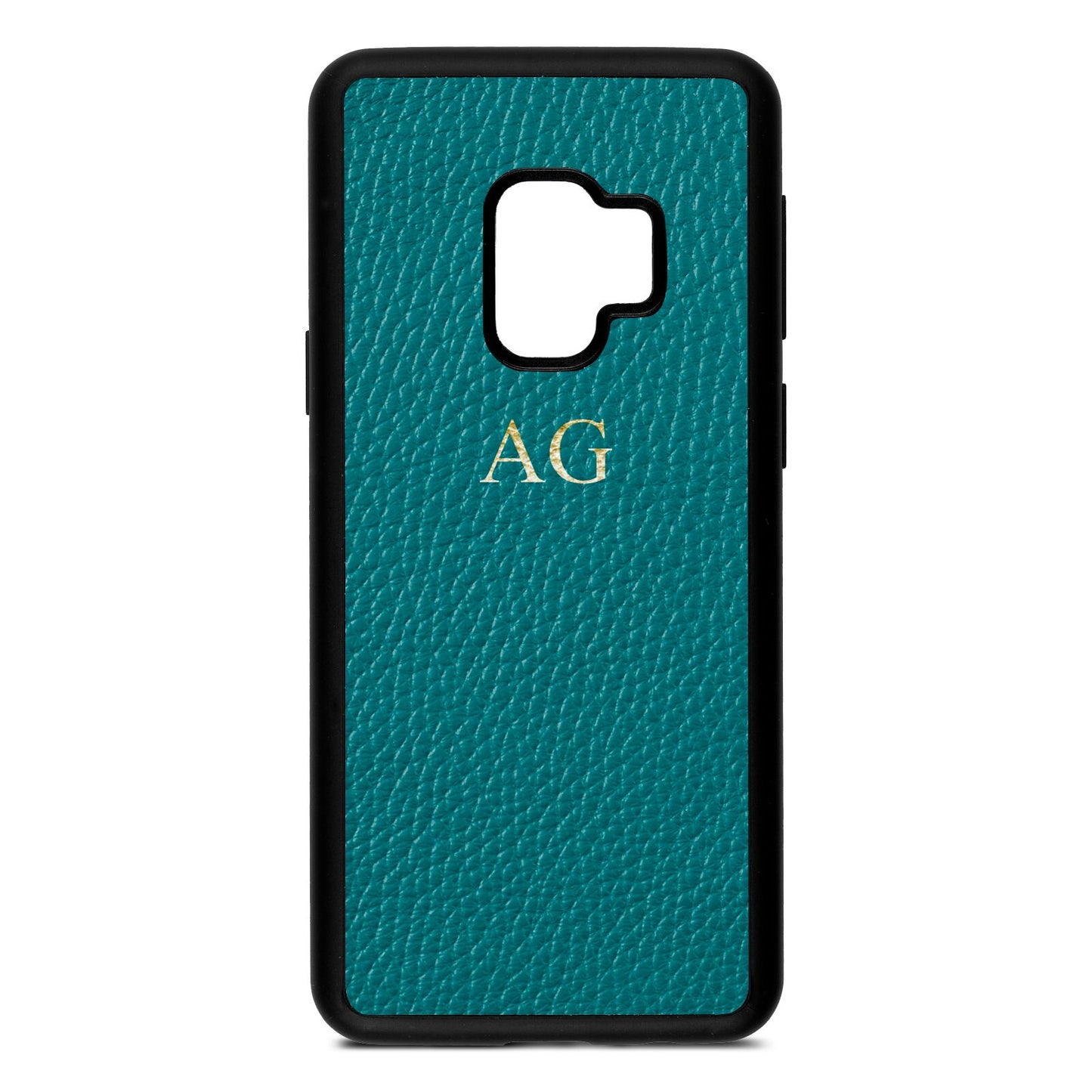 Personalised Green Pebble Leather Samsung S9 Case