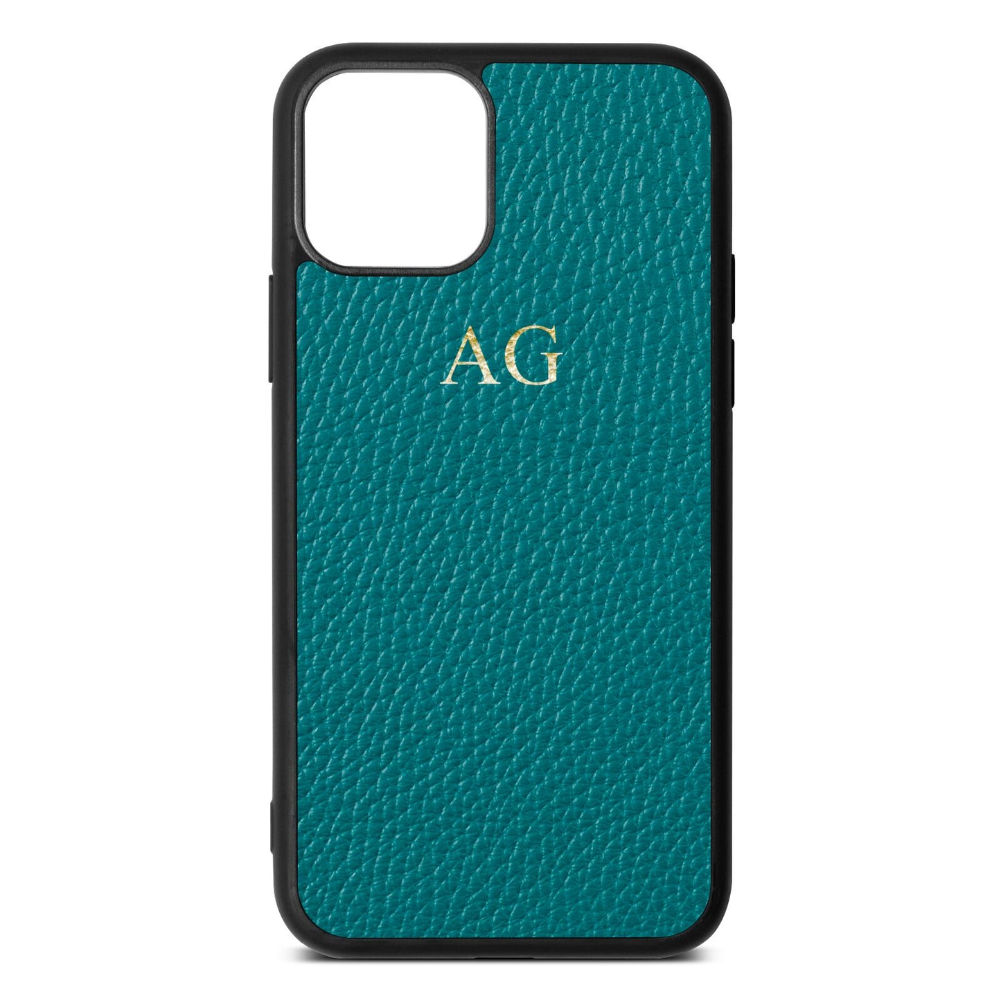 Personalised Green Pebble Leather iPhone 11 Pro Case