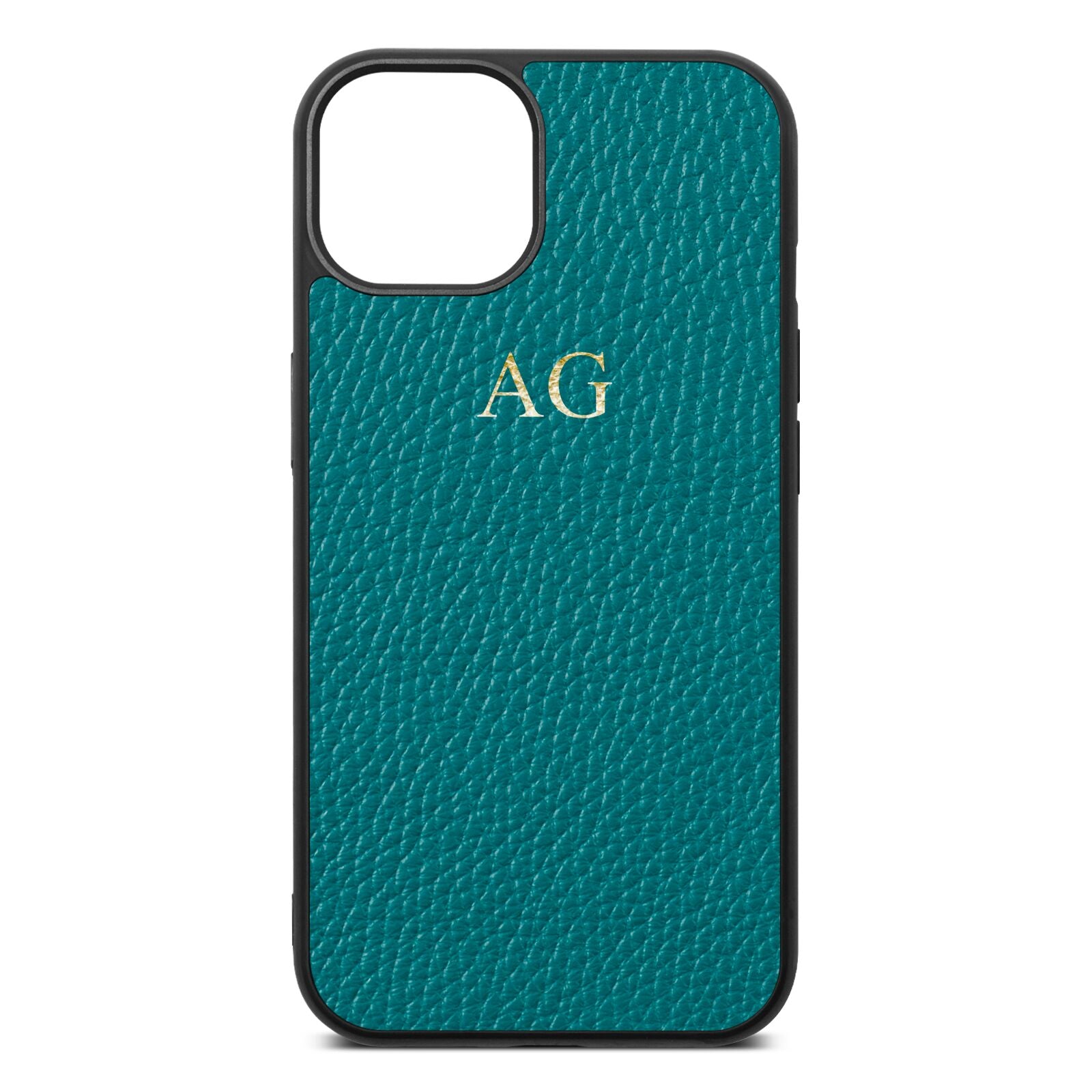 Personalised Green Pebble Leather iPhone 13 Case