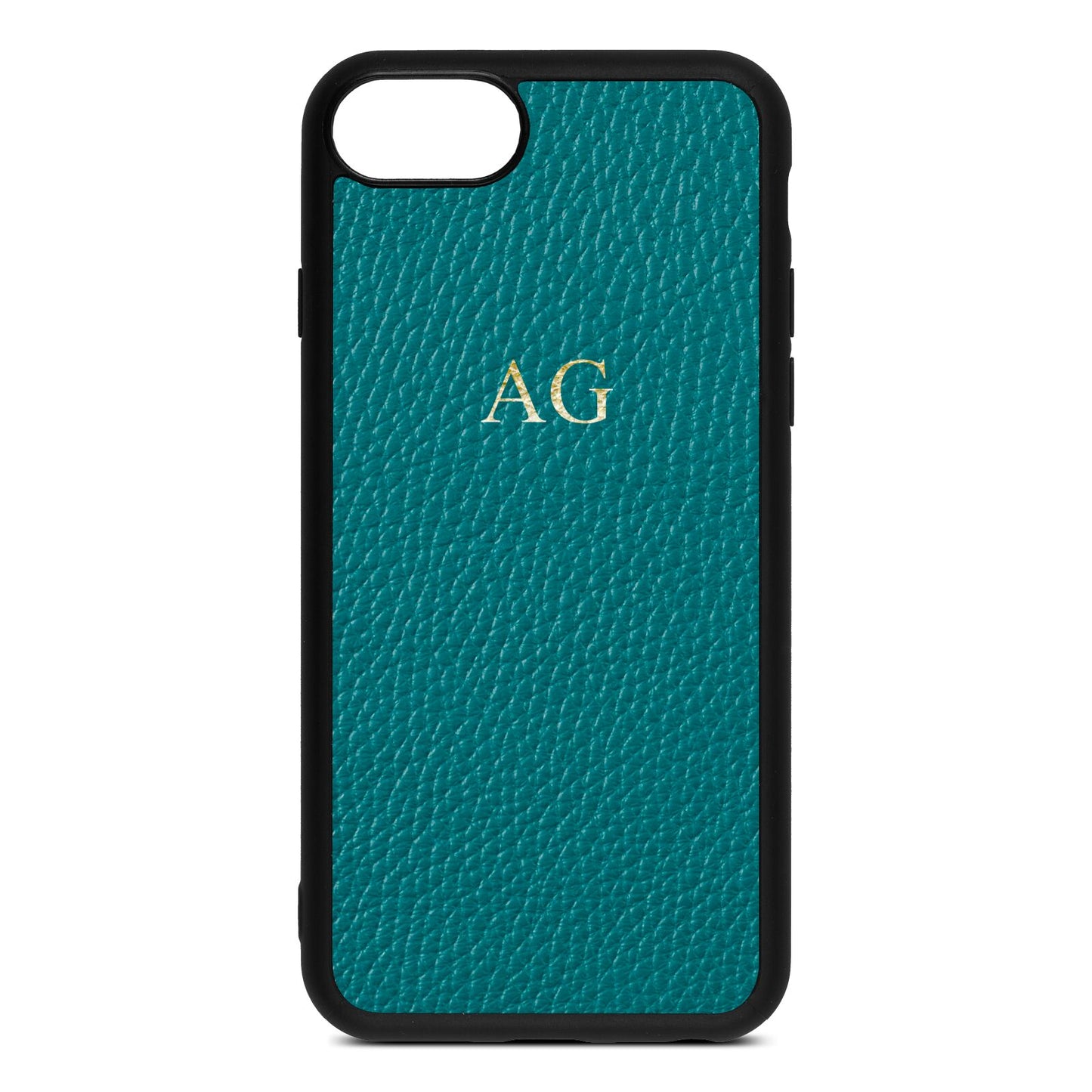 Personalised Green Pebble Leather iPhone 8 Case