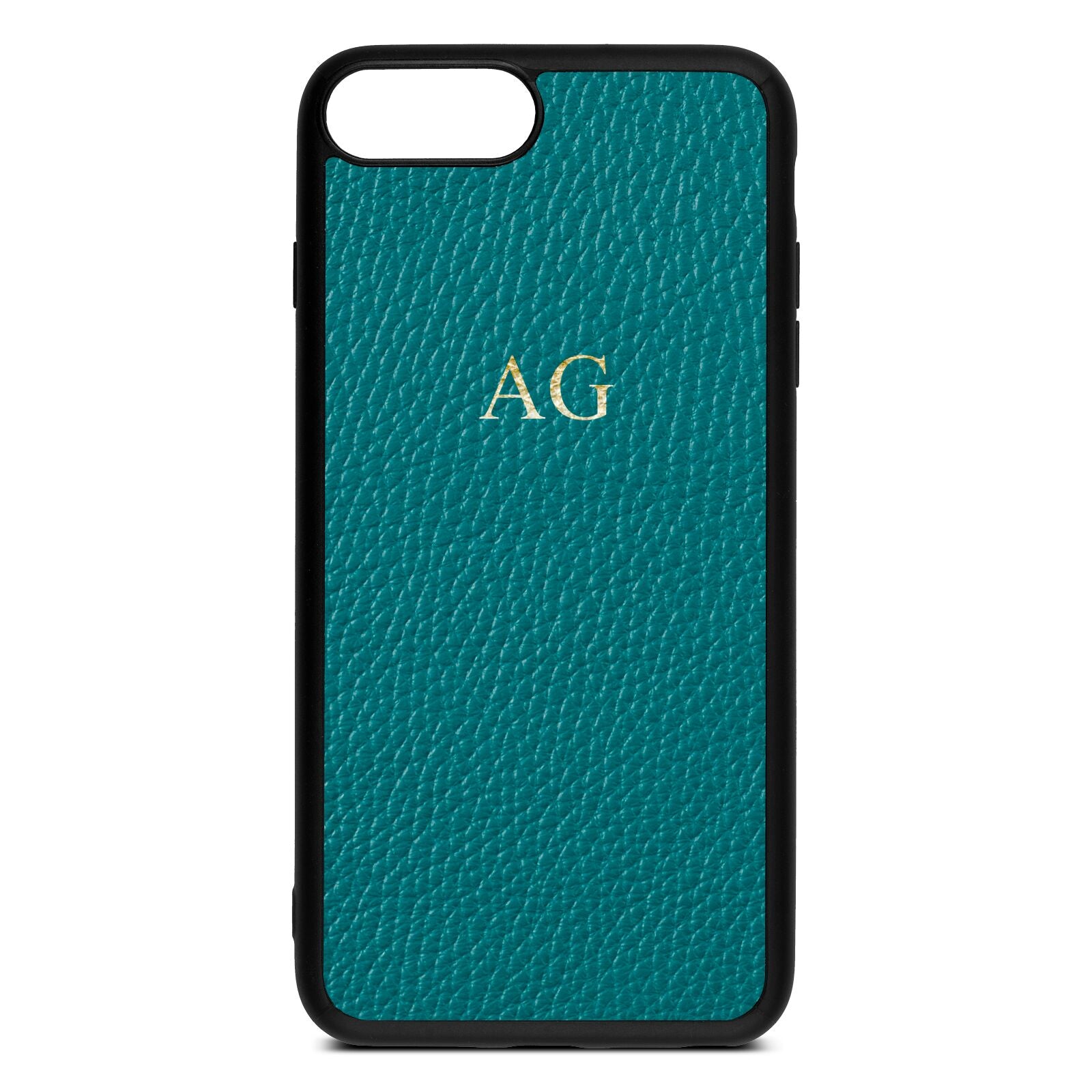 Personalised Green Pebble Leather iPhone 8 Plus Case