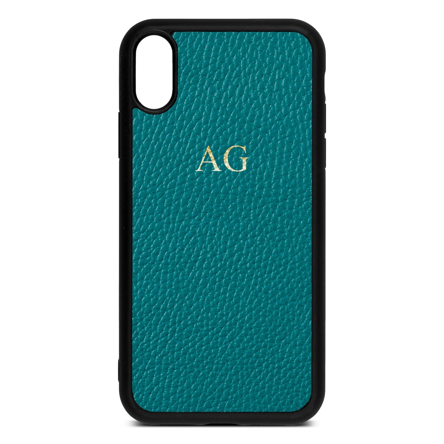 Personalised Green Pebble Leather iPhone Xr Case