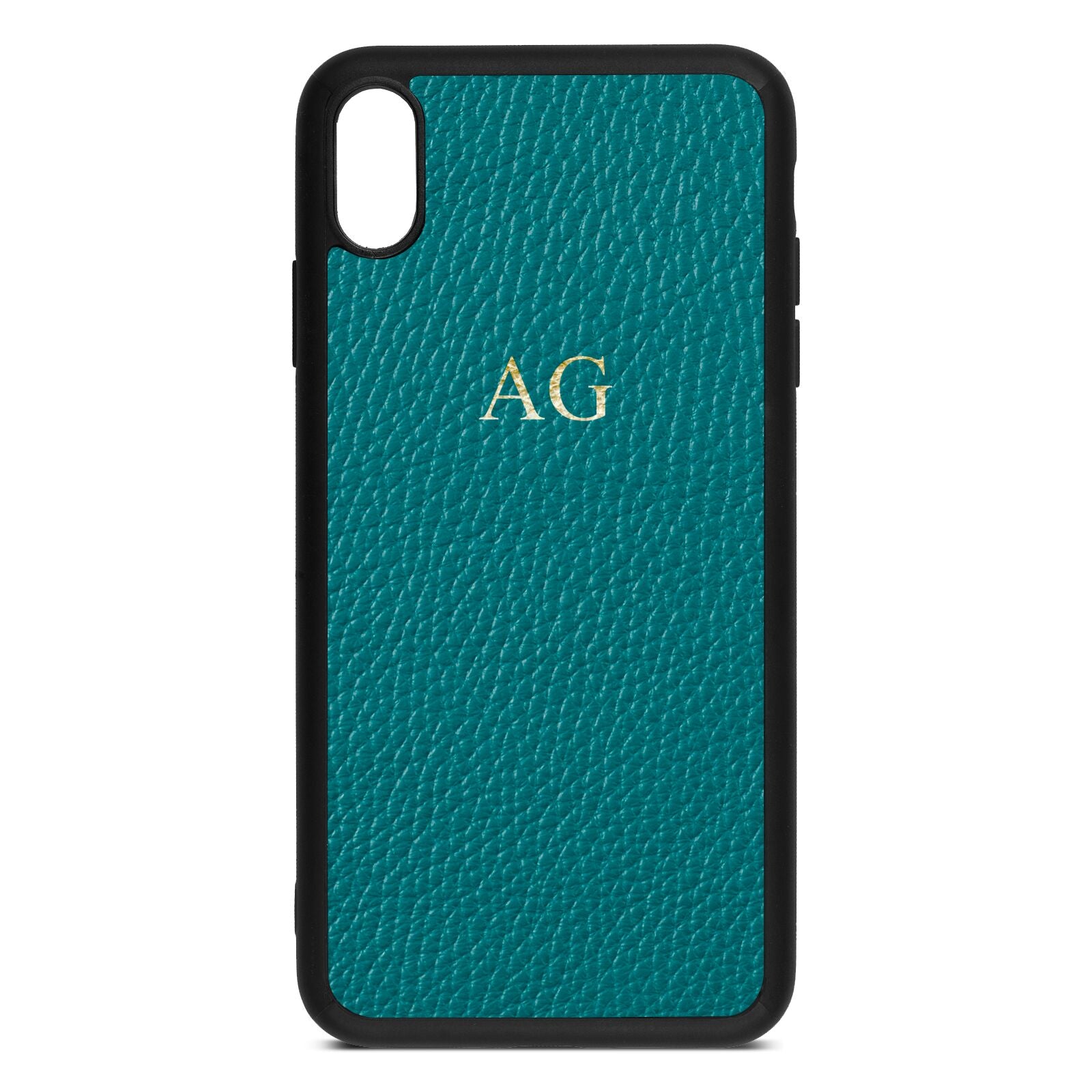 Personalised Green Pebble Leather iPhone Xs Max Case