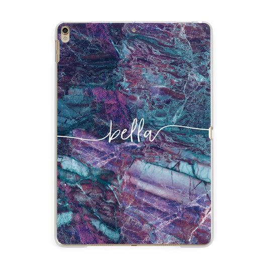 Personalised Green Purple Marble Name Apple iPad Gold Case