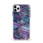 Personalised Green Purple Marble Name Apple iPhone 11 Pro Max in Silver with White Impact Case