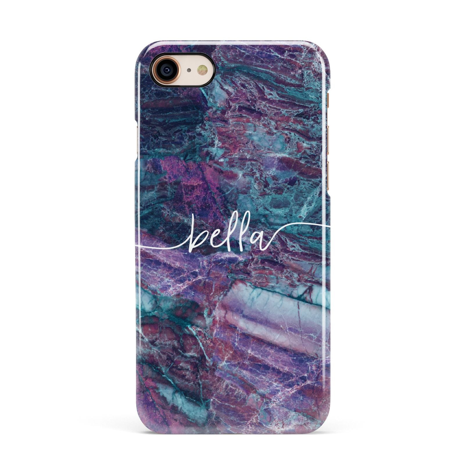 Personalised Green Purple Marble Name Apple iPhone 7 8 3D Snap Case