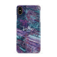 Personalised Green Purple Marble Name Apple iPhone Xs Max 3D Snap Case