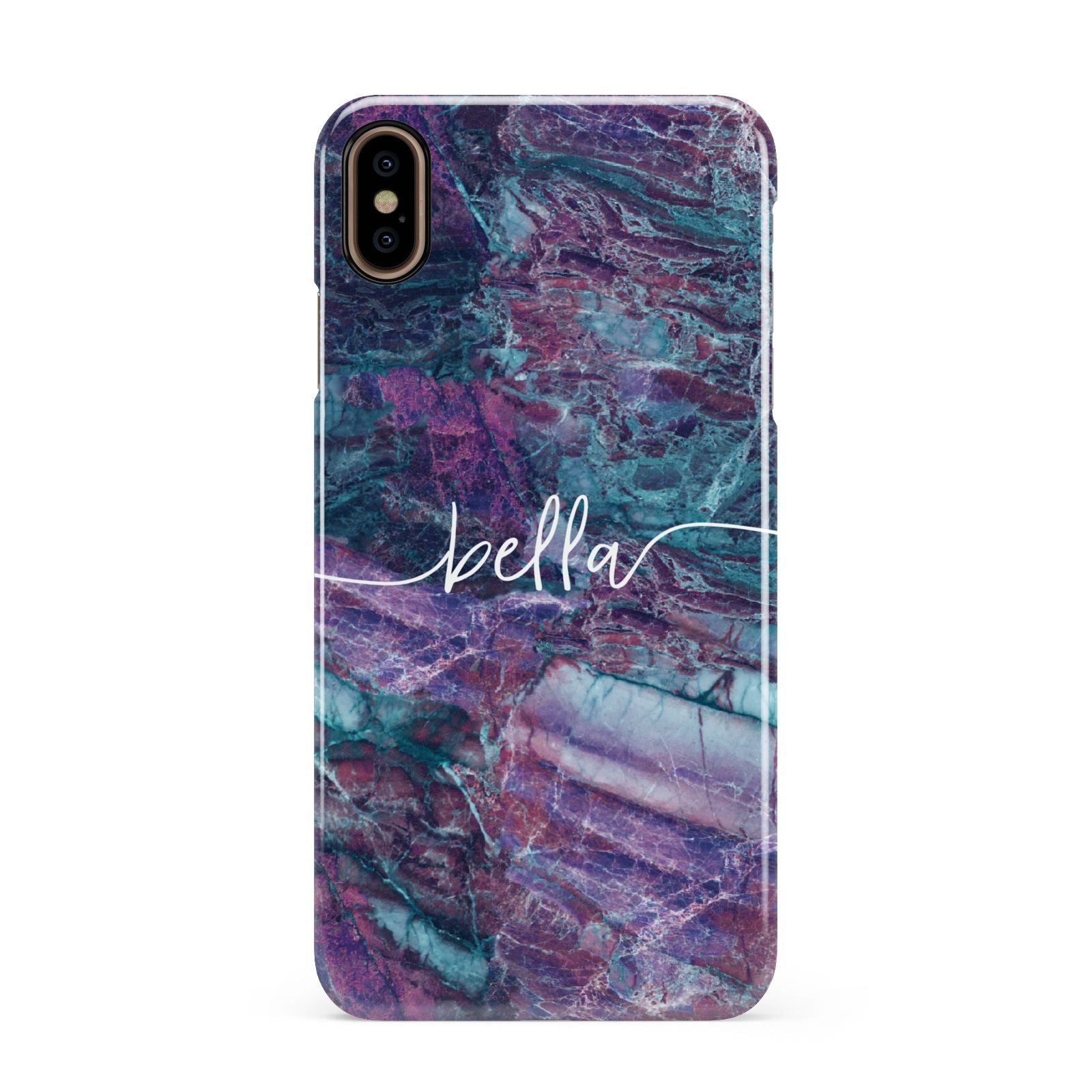 Personalised Green Purple Marble Name Apple iPhone Xs Max 3D Snap Case