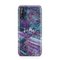 Personalised Green Purple Marble Name Huawei Enjoy 10s Phone Case
