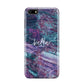 Personalised Green Purple Marble Name Huawei Y5 Prime 2018 Phone Case
