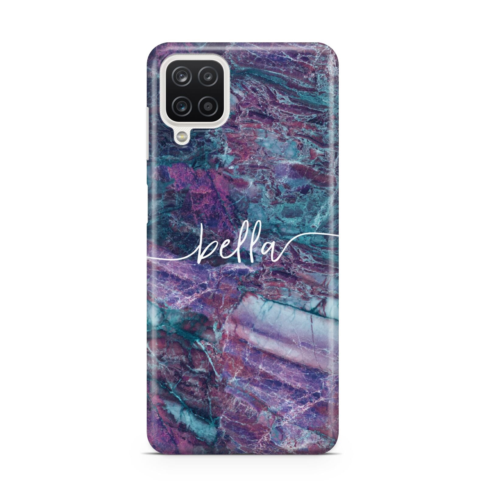 Personalised Green Purple Marble Name Samsung A12 Case