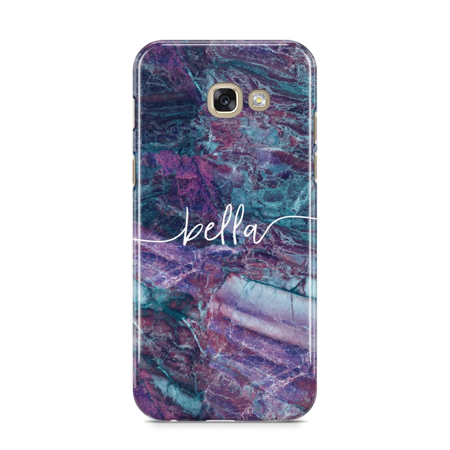 Personalised Green Purple Marble Name Samsung Galaxy A5 2017 Case on gold phone