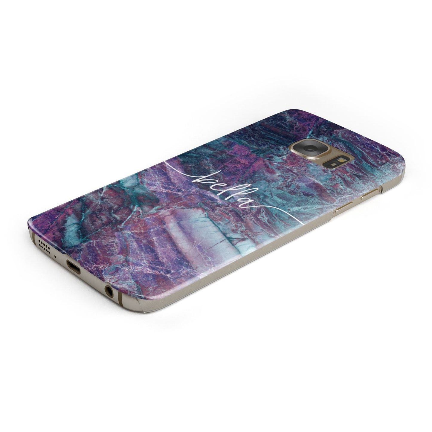 Personalised Green Purple Marble Name Samsung Galaxy Case Bottom Cutout