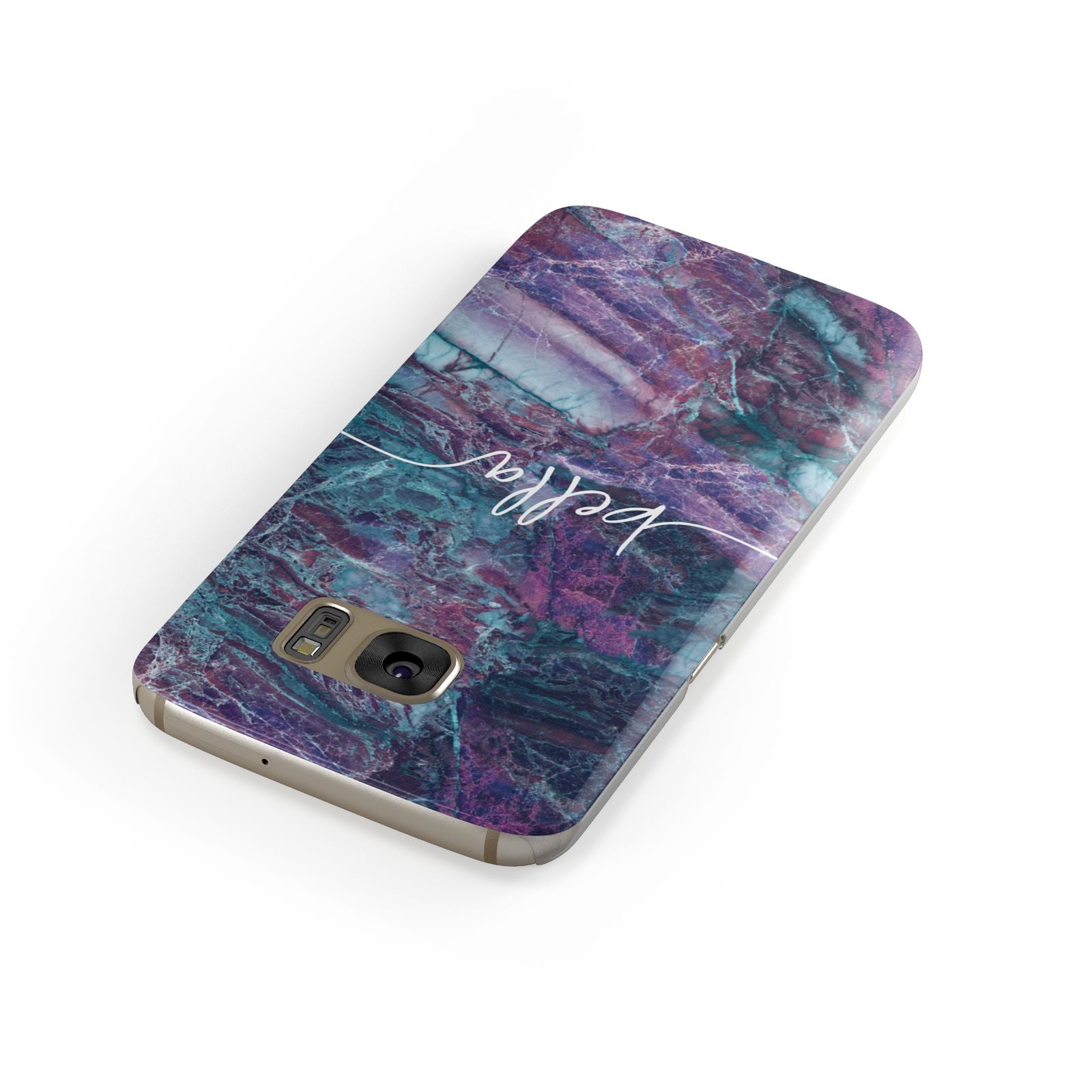 Personalised Green Purple Marble Name Samsung Galaxy Case Front Close Up
