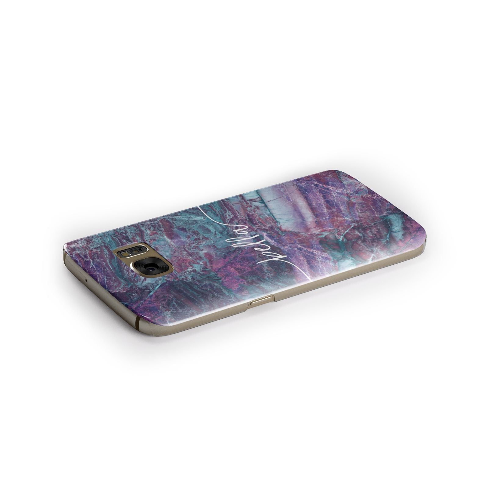 Personalised Green Purple Marble Name Samsung Galaxy Case Side Close Up