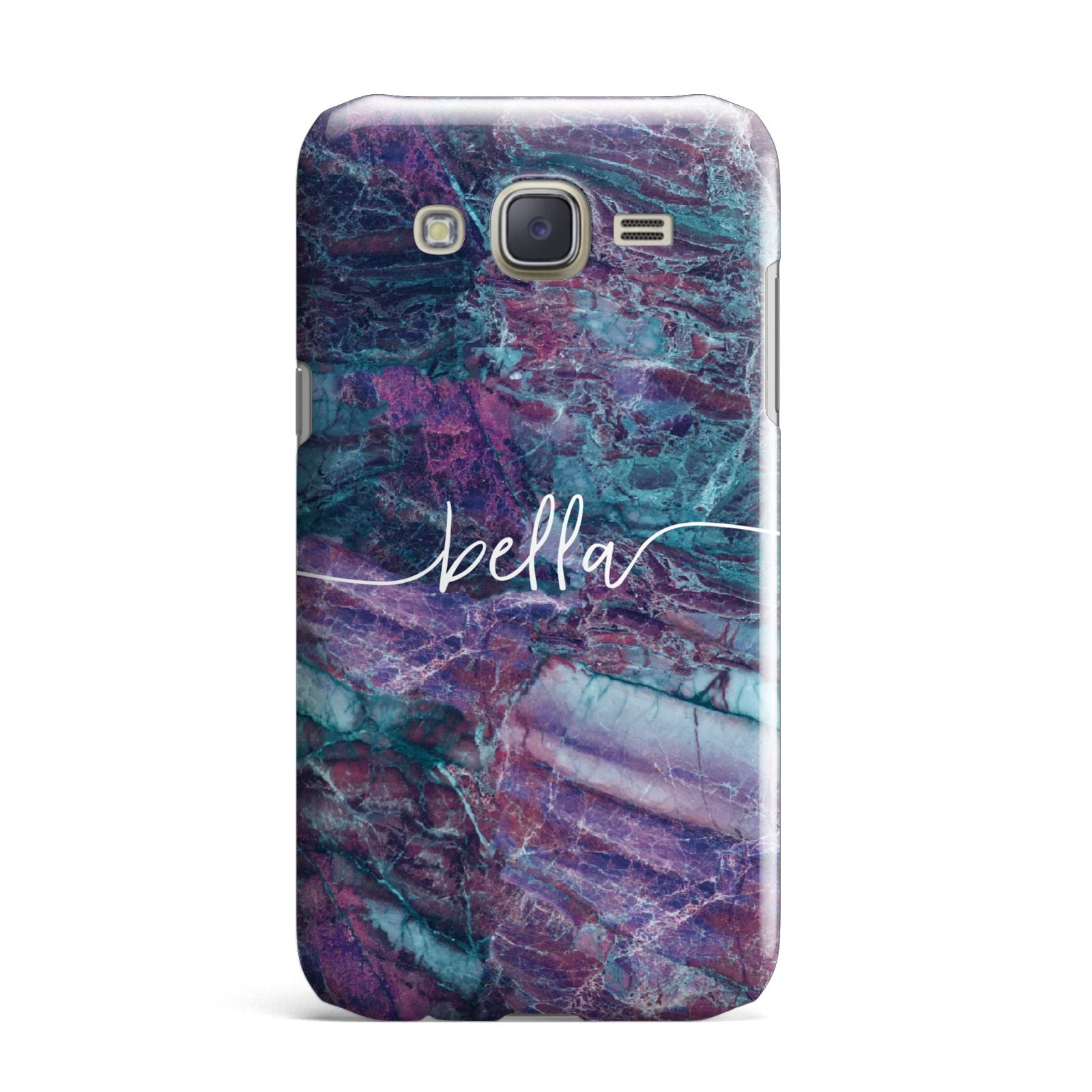 Personalised Green Purple Marble Name Samsung Galaxy J7 Case