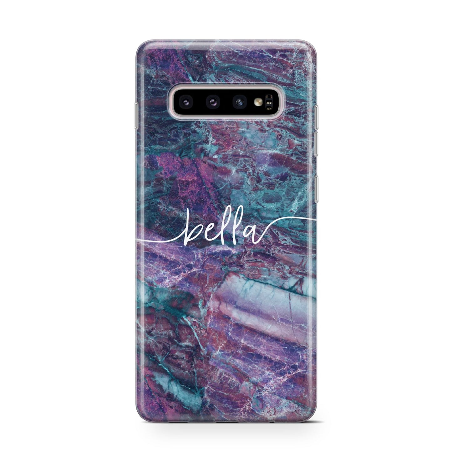 Personalised Green Purple Marble Name Samsung Galaxy S10 Case