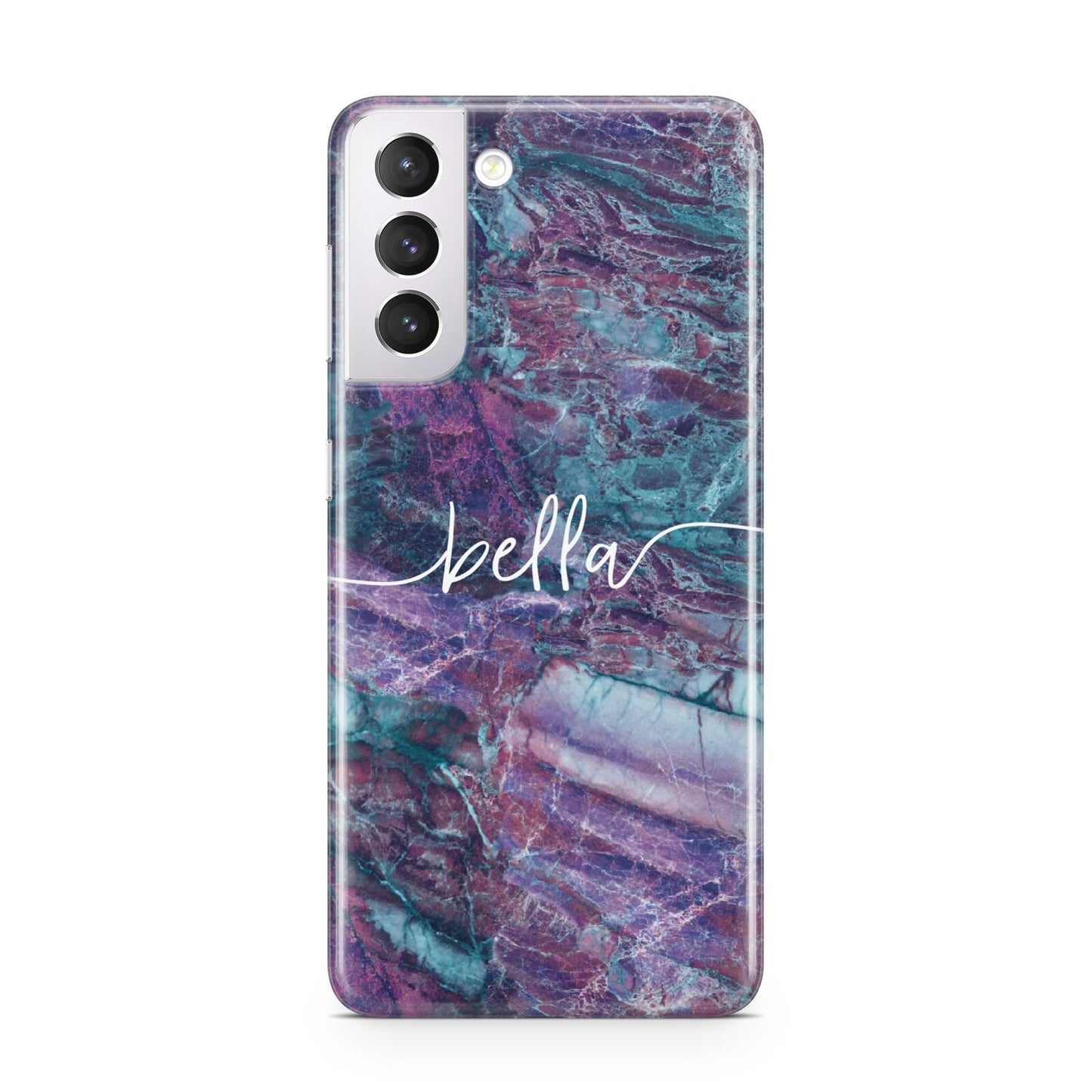 Personalised Green Purple Marble Name Samsung S21 Case