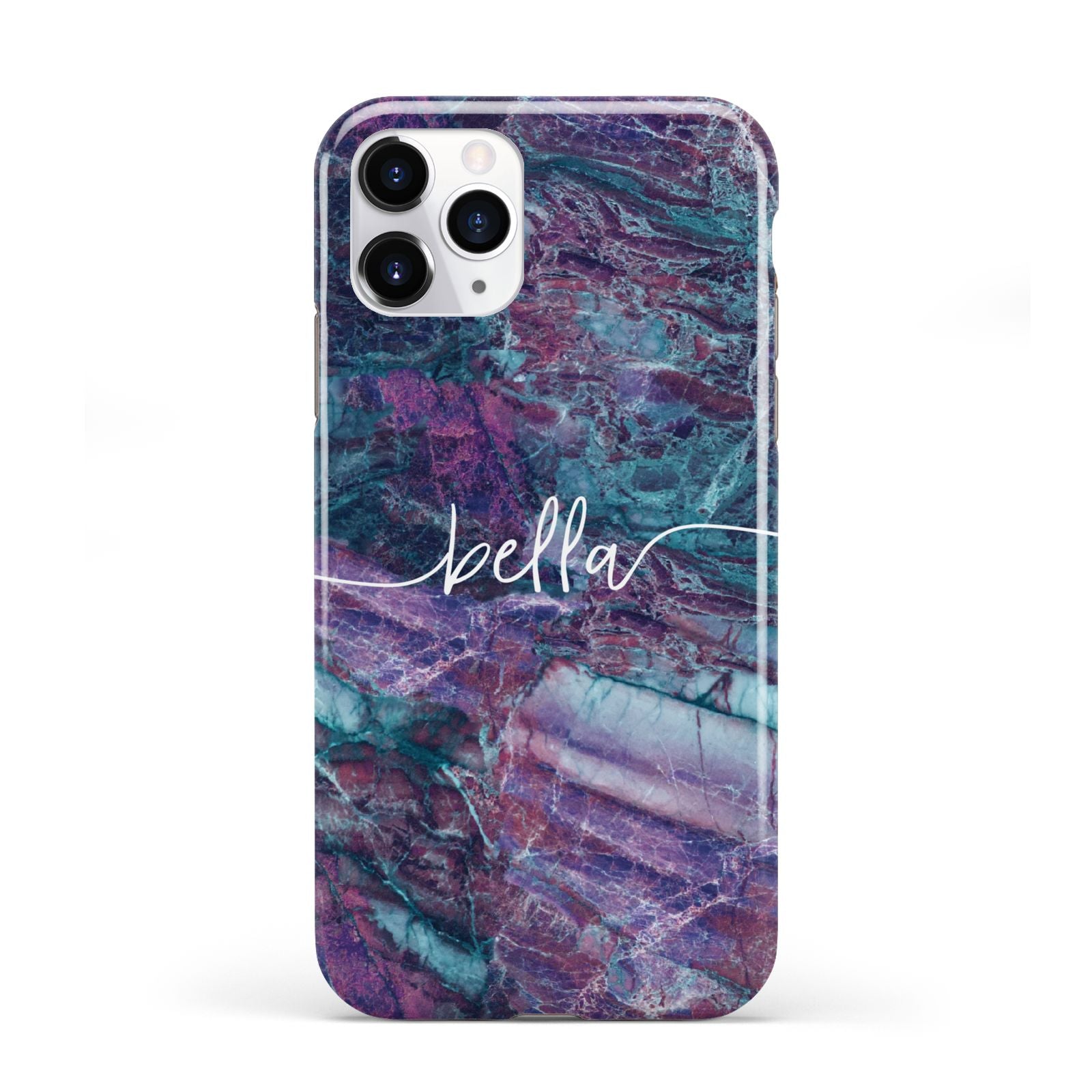 Personalised Green Purple Marble Name iPhone 11 Pro 3D Tough Case