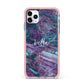 Personalised Green Purple Marble Name iPhone 11 Pro Max Impact Pink Edge Case