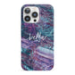 Personalised Green Purple Marble Name iPhone 13 Pro Full Wrap 3D Snap Case