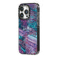 Personalised Green Purple Marble Name iPhone 14 Pro Black Impact Case Side Angle on Silver phone