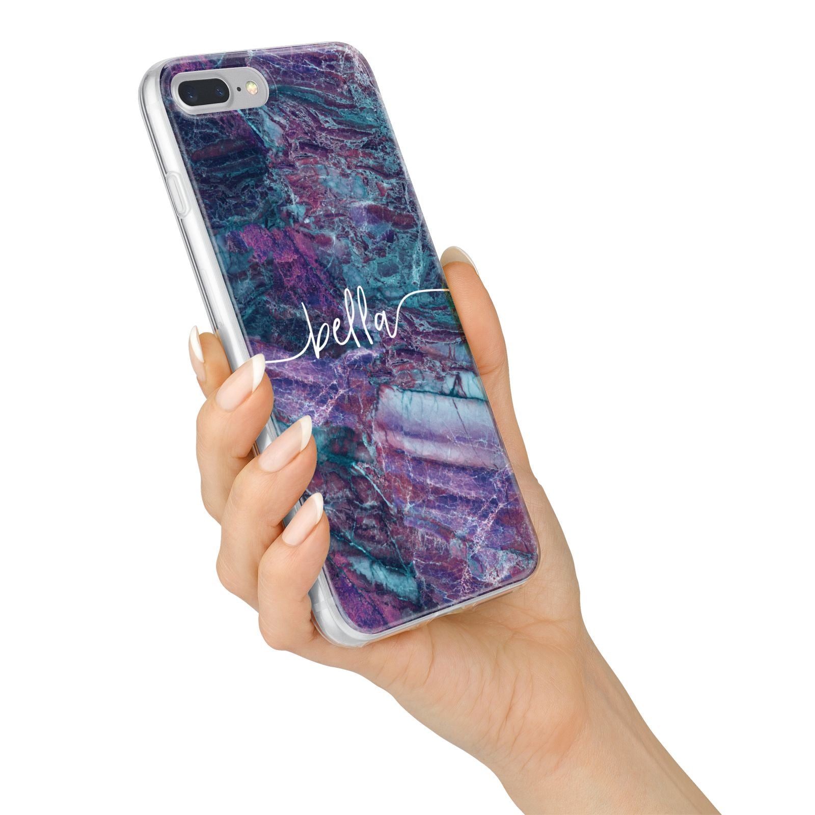 Personalised Green Purple Marble Name iPhone 7 Plus Bumper Case on Silver iPhone Alternative Image