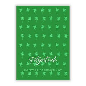 Personalised Green Shamrock Greetings Card