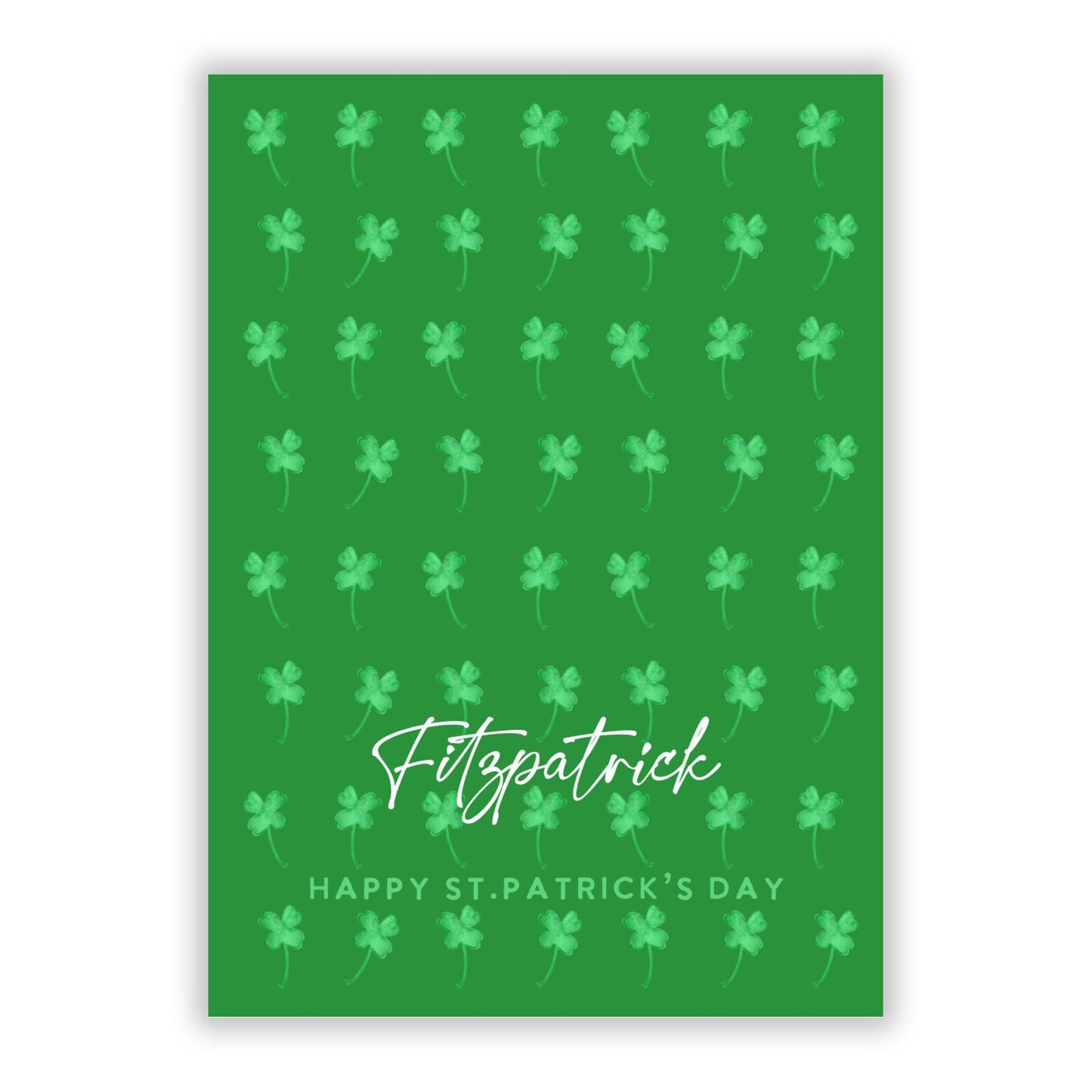 Personalised Green Shamrock A5 Flat Greetings Card
