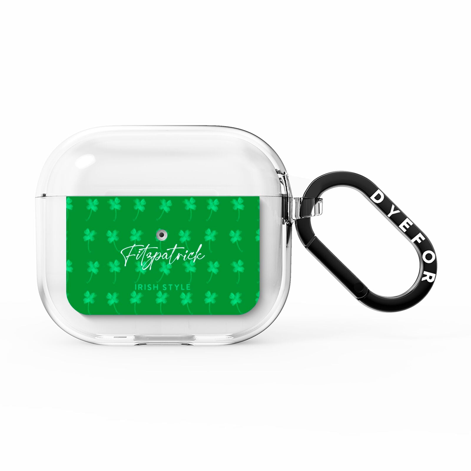 Personalised Green Shamrock AirPods Clear Case 3rd Gen