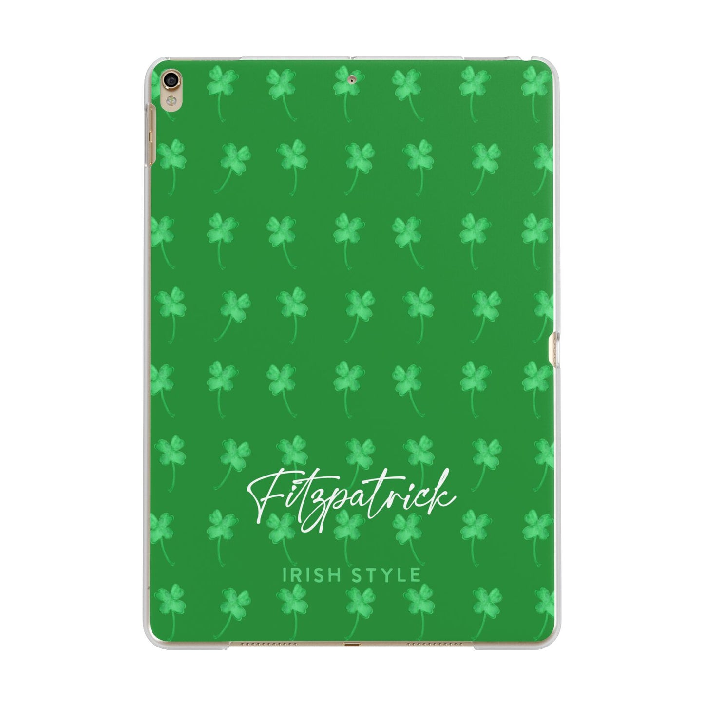 Personalised Green Shamrock Apple iPad Gold Case