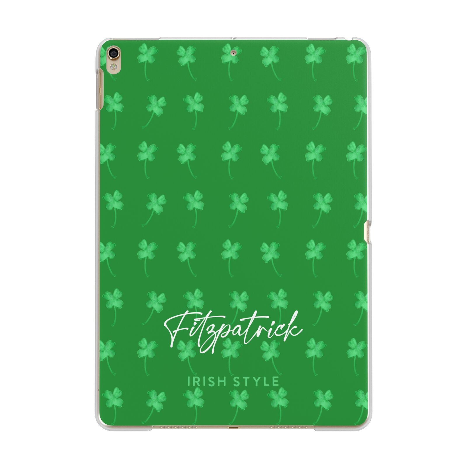 Personalised Green Shamrock Apple iPad Gold Case