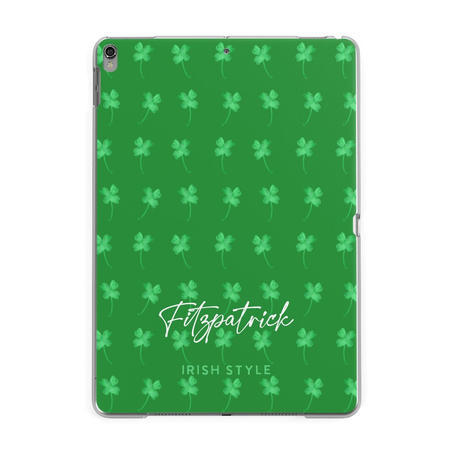 Personalised Green Shamrock Apple iPad Grey Case