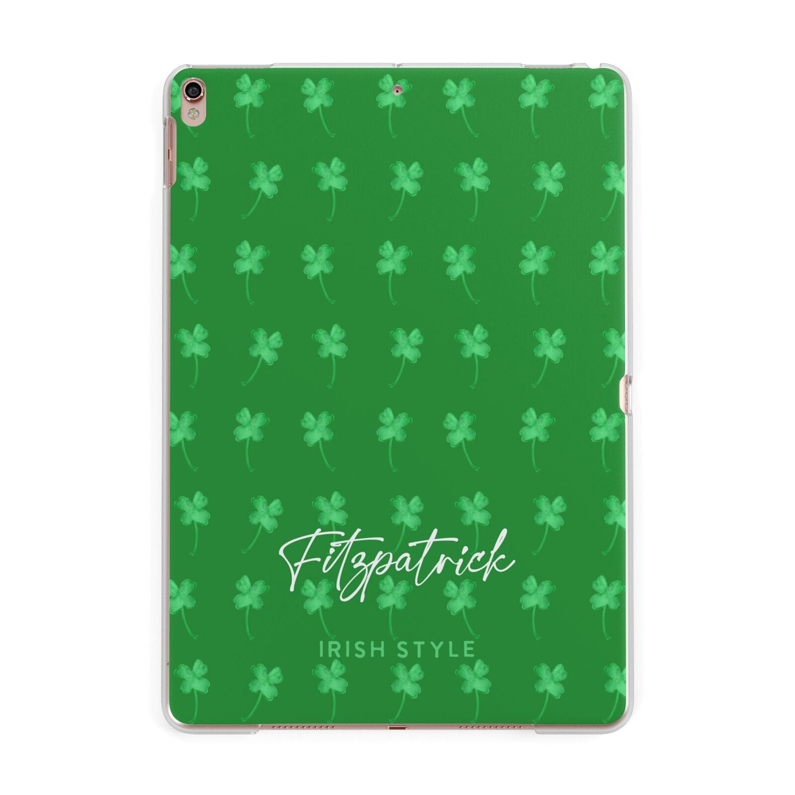 Personalised Green Shamrock Apple iPad Rose Gold Case