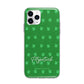 Personalised Green Shamrock Apple iPhone 11 Pro Max in Silver with Bumper Case